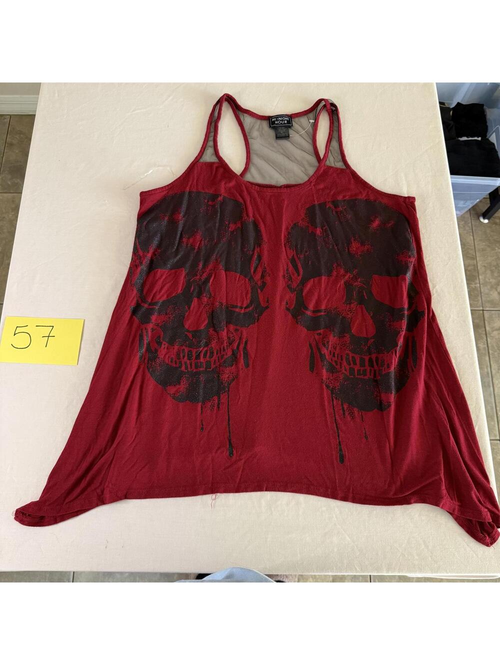 Midnight Hour Red Tank Top with Skull Print Size XL - Picture 2 of 4